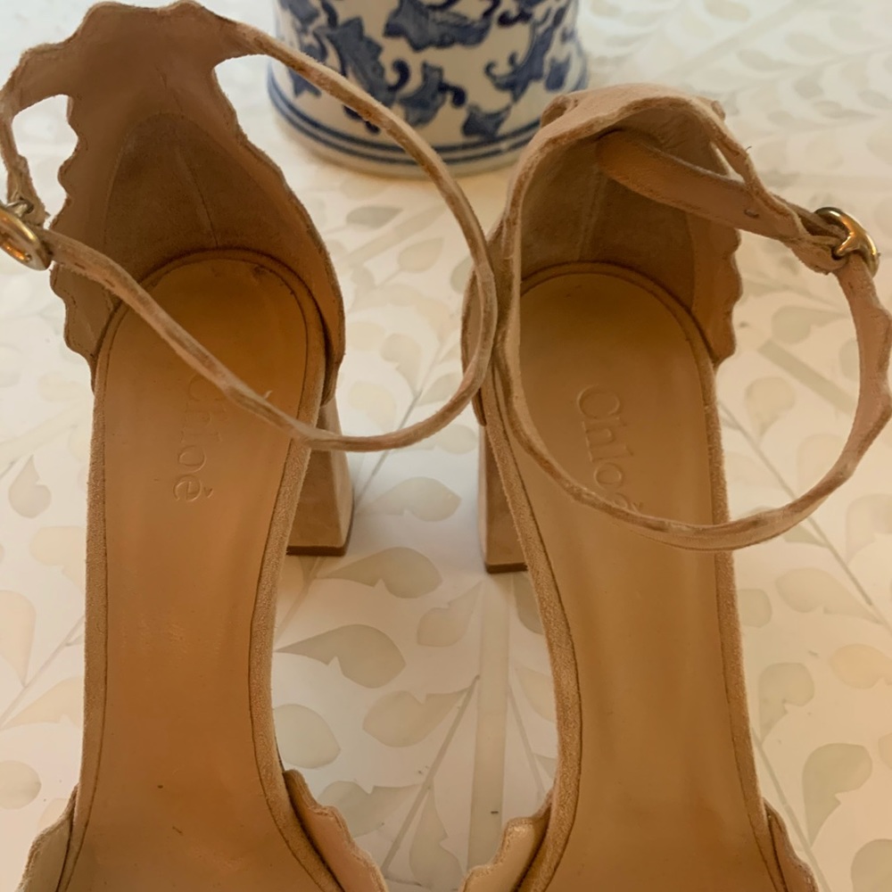 Chloe scalloped heels - blush/tan - Picture 2 of 6